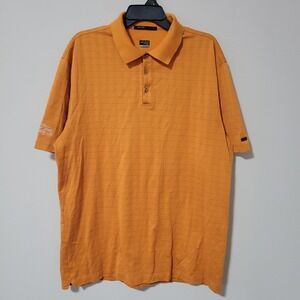 Nike Tiger Woods Collection Polo Mens XL Orange Pinstripe Golf Fit Dry Short Slv